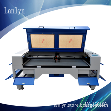 Twin Heads CO2 100W Shoe Design Laser Engraving Machine with Red Dot
